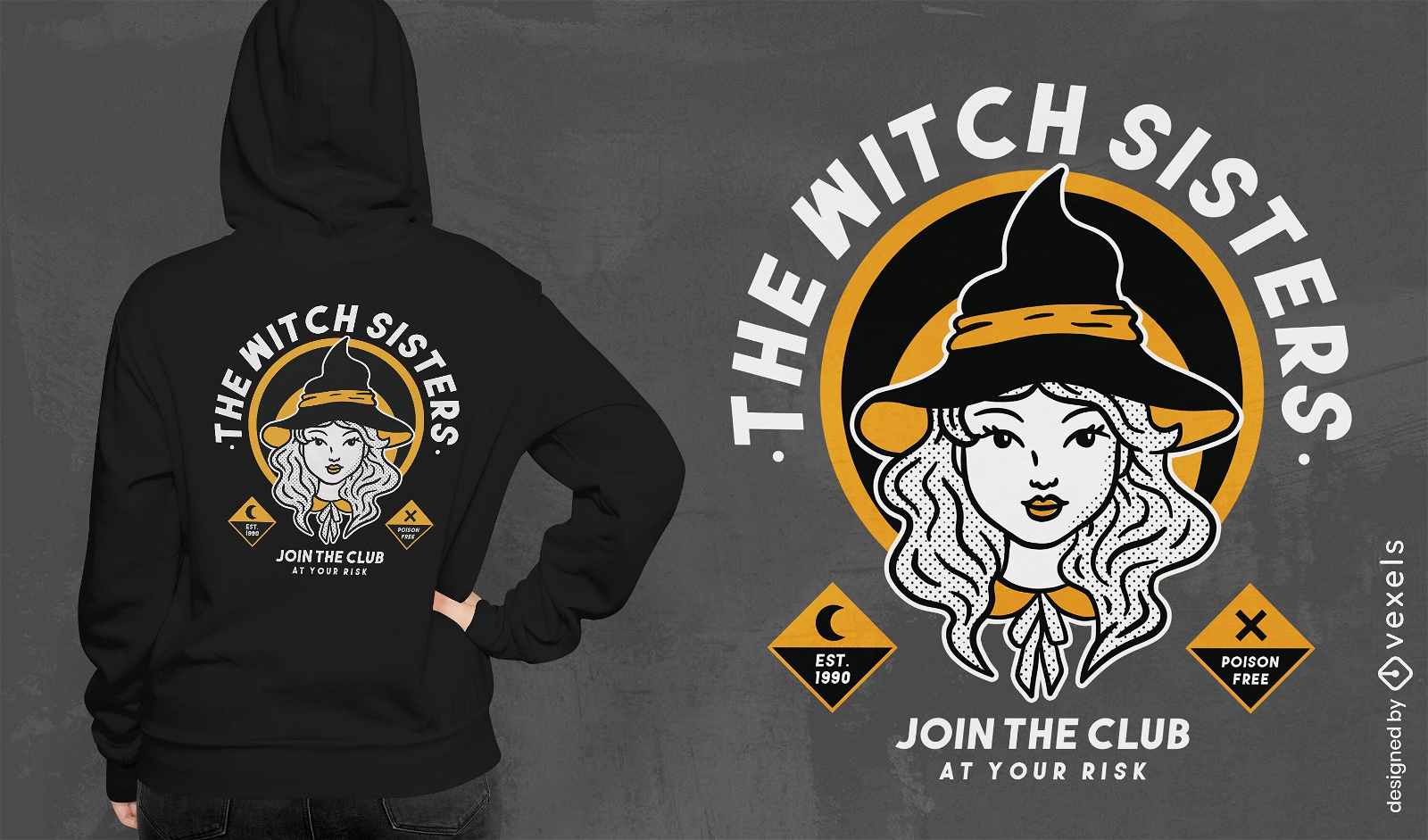 Design de camiseta do clube das irmãs bruxas