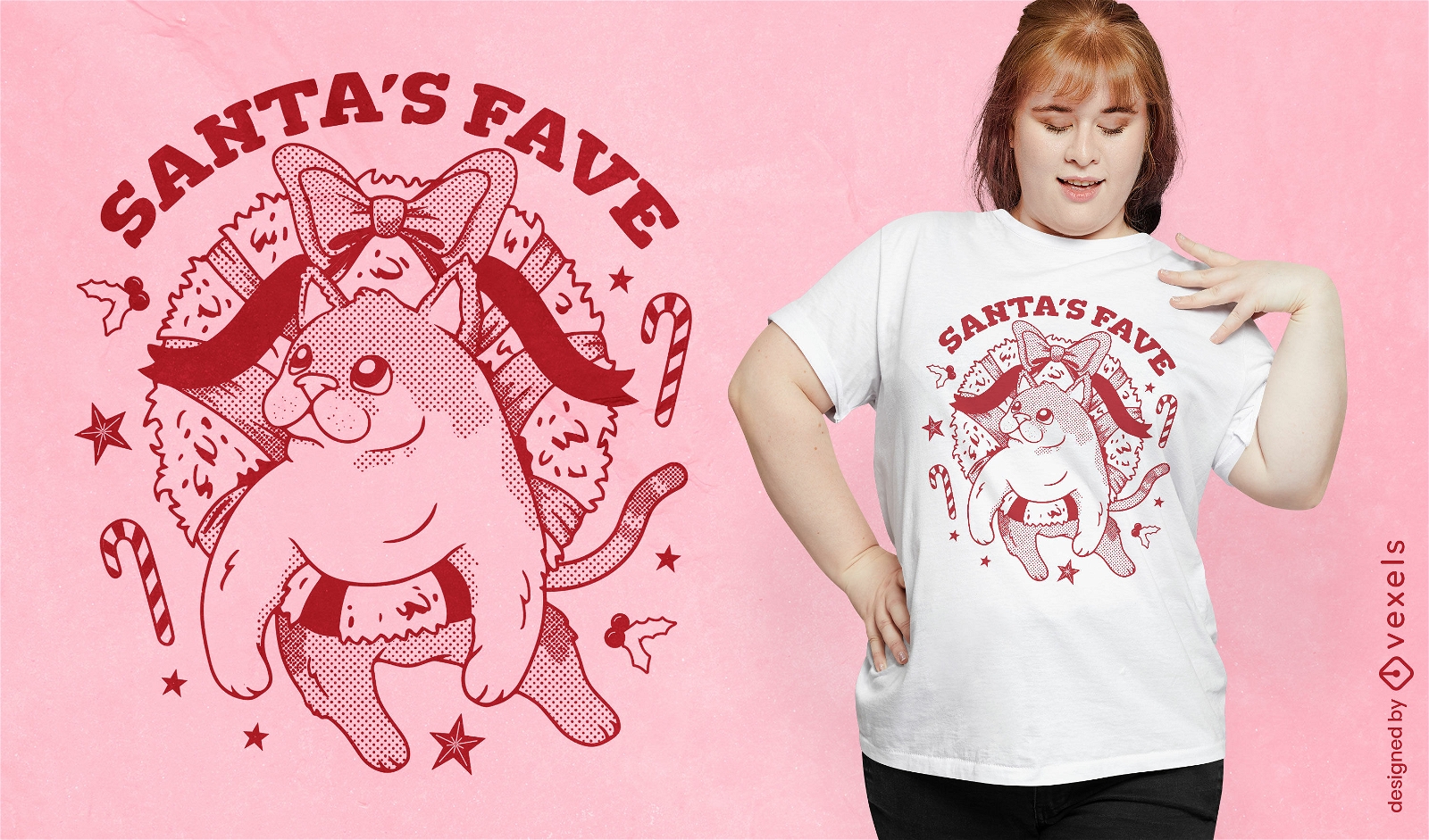 Design de camiseta de gato de Natal favorito do Papai Noel