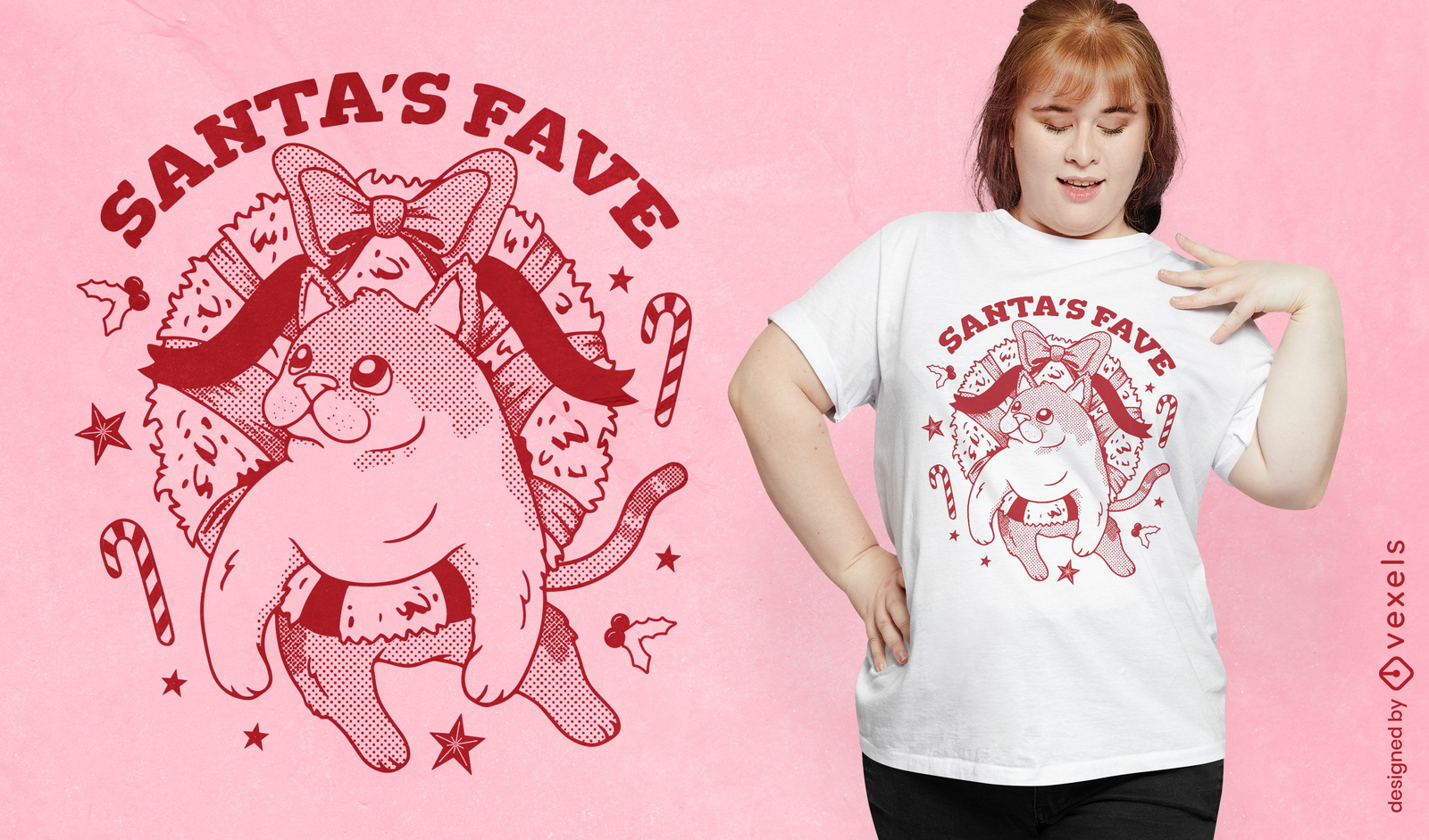 Santa's fave Christmas cat t-shirt design