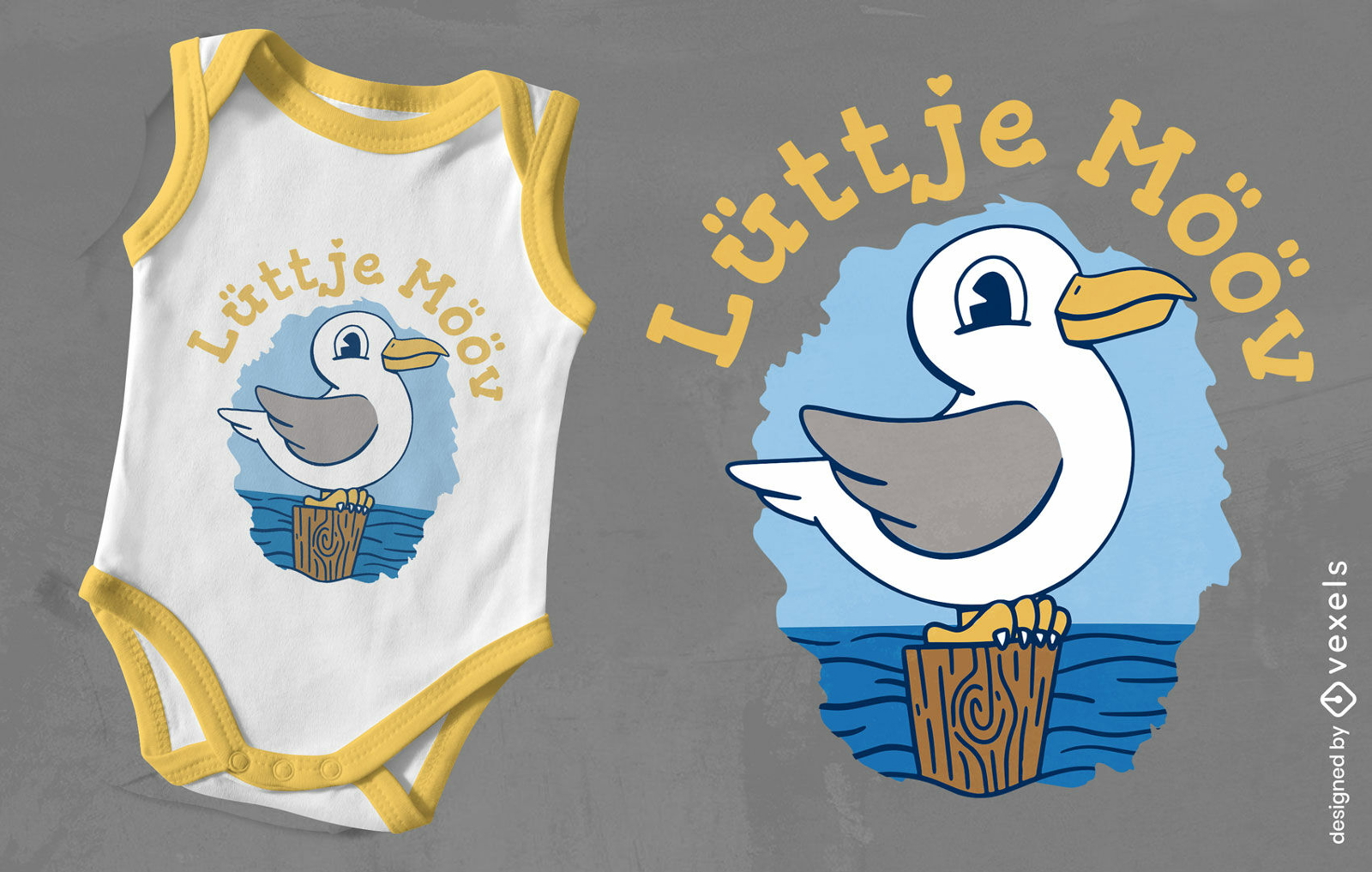 Diseño de camiseta animal pájaro gaviota bebé