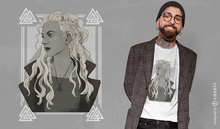 Design de t-shirt de mulher bonita viking moderno