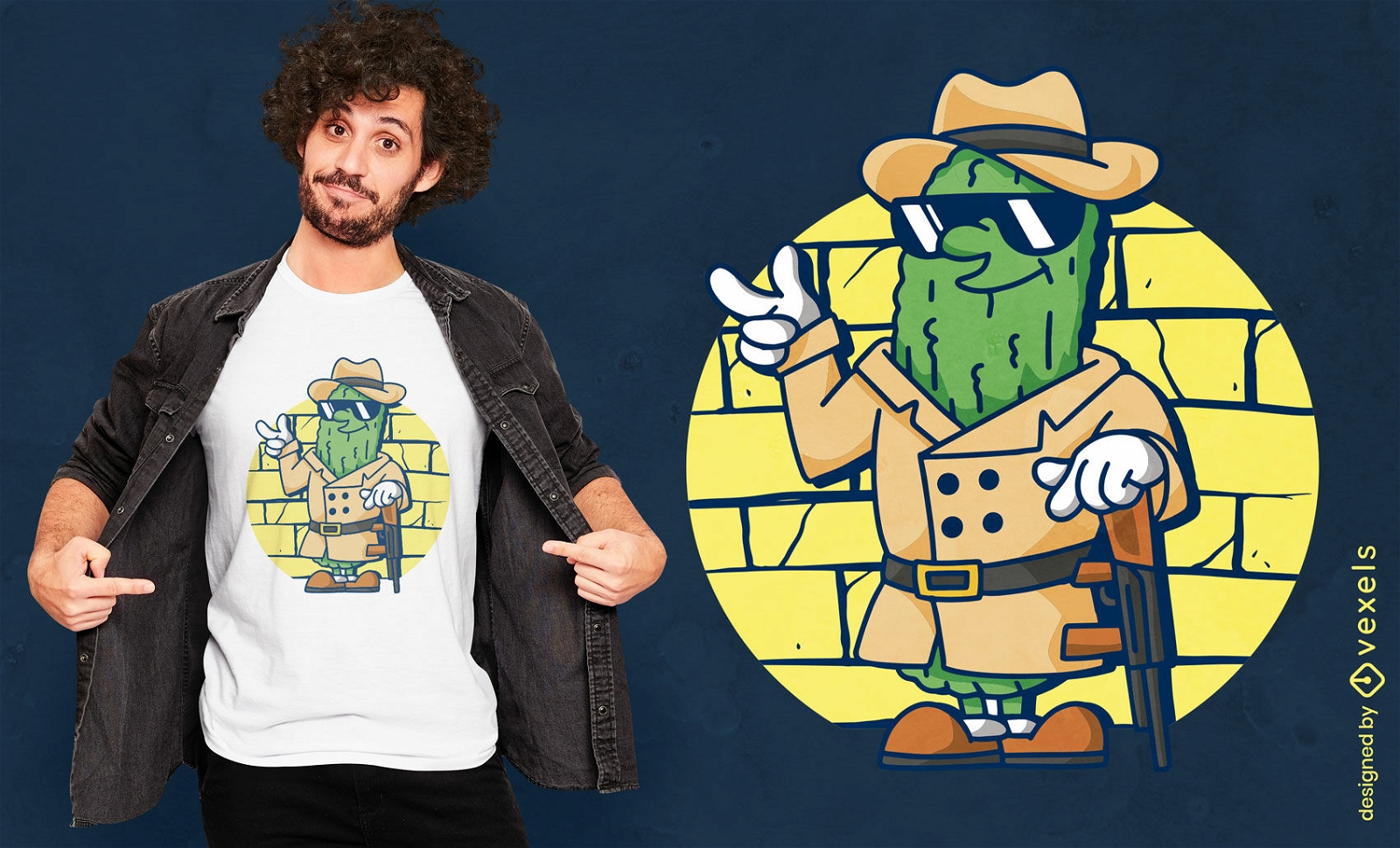 Pickle food secret agent t-shirt design