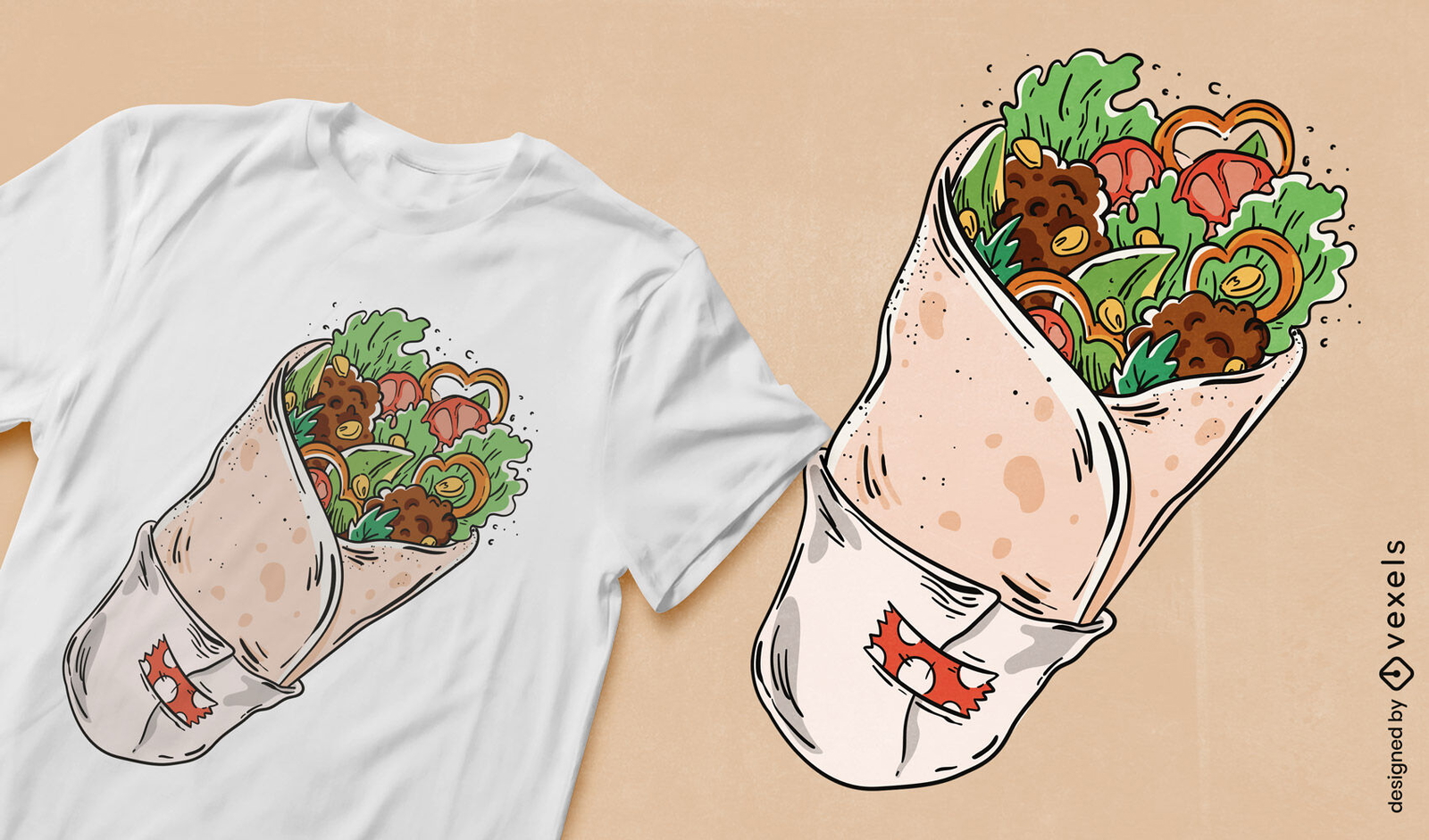 Diseño de camiseta de comida doner wrap