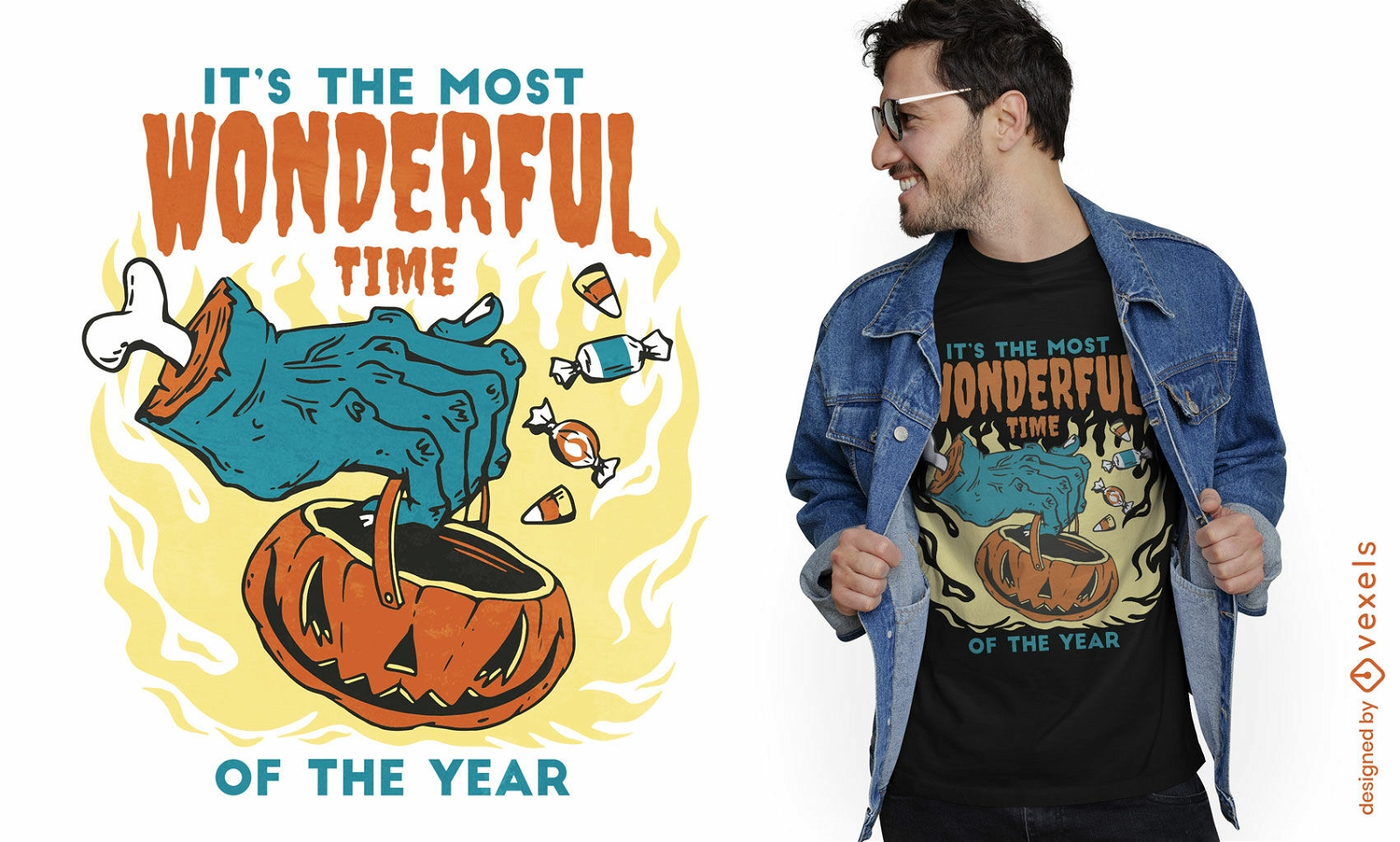 Halloween-Zitat abgetrennte Hand T-Shirt-Design