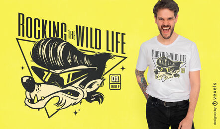 Rock and roll wolf t-shirt design