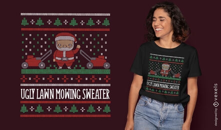 Diseño de camiseta de suéter de Navidad de corte de césped feo