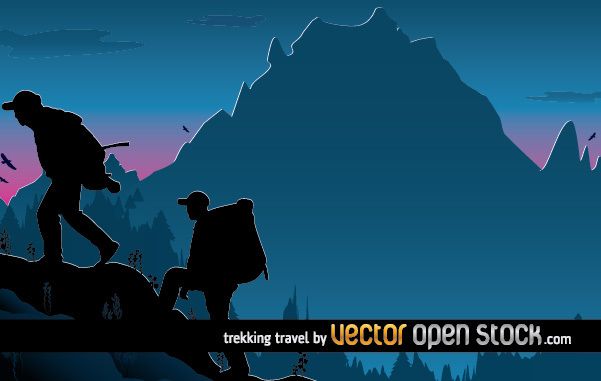 Desenho de ilustração de viagens de trekking