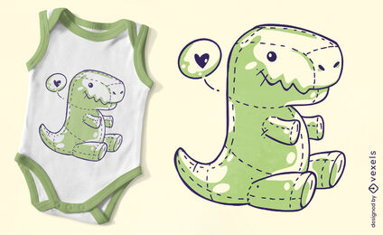 Design de camiseta de pelúcia t-rex fofo