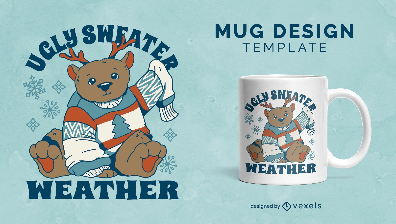 Ugly sweater weather Christmas bear mug design