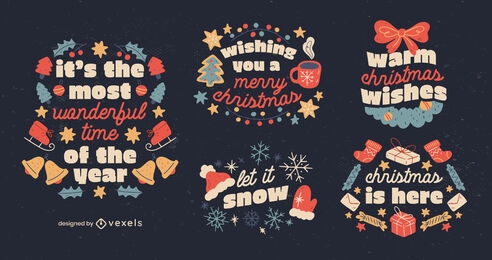 Christmas holiday celebration quotes set