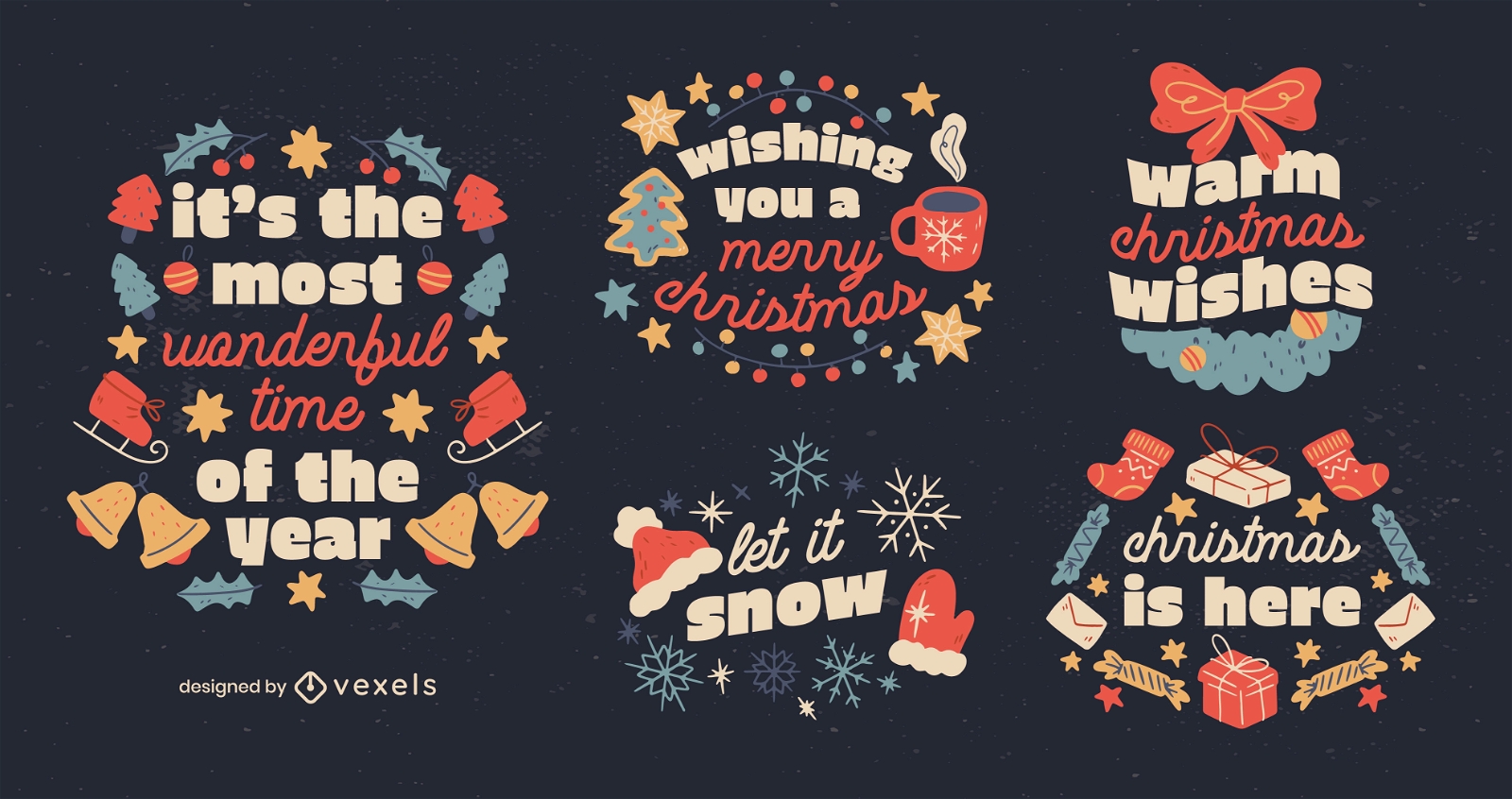 Christmas holiday celebration quotes set