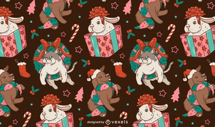 Christmas presents animals pattern design