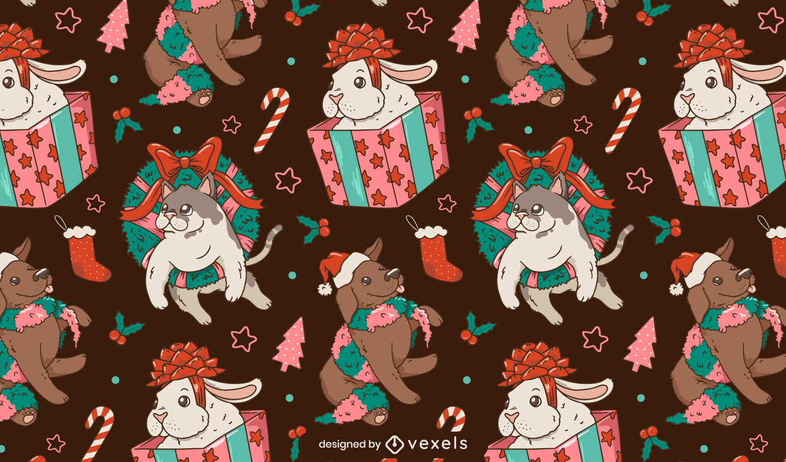 Diseño de patrón de animales de regalos de Navidad