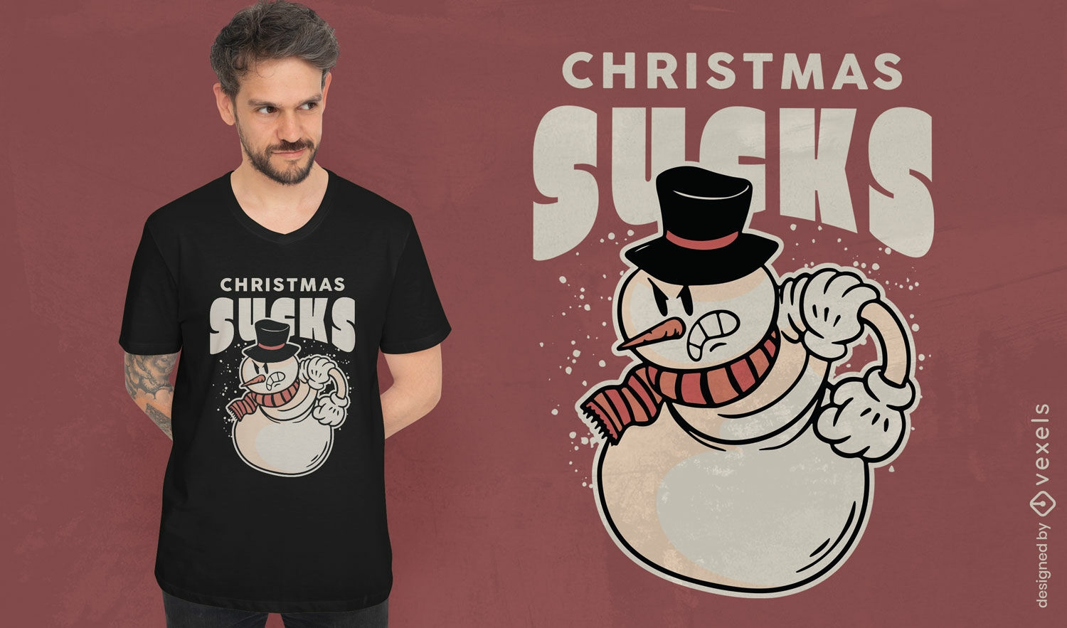 Muñeco de nieve loco Diseño de camiseta anti navidad