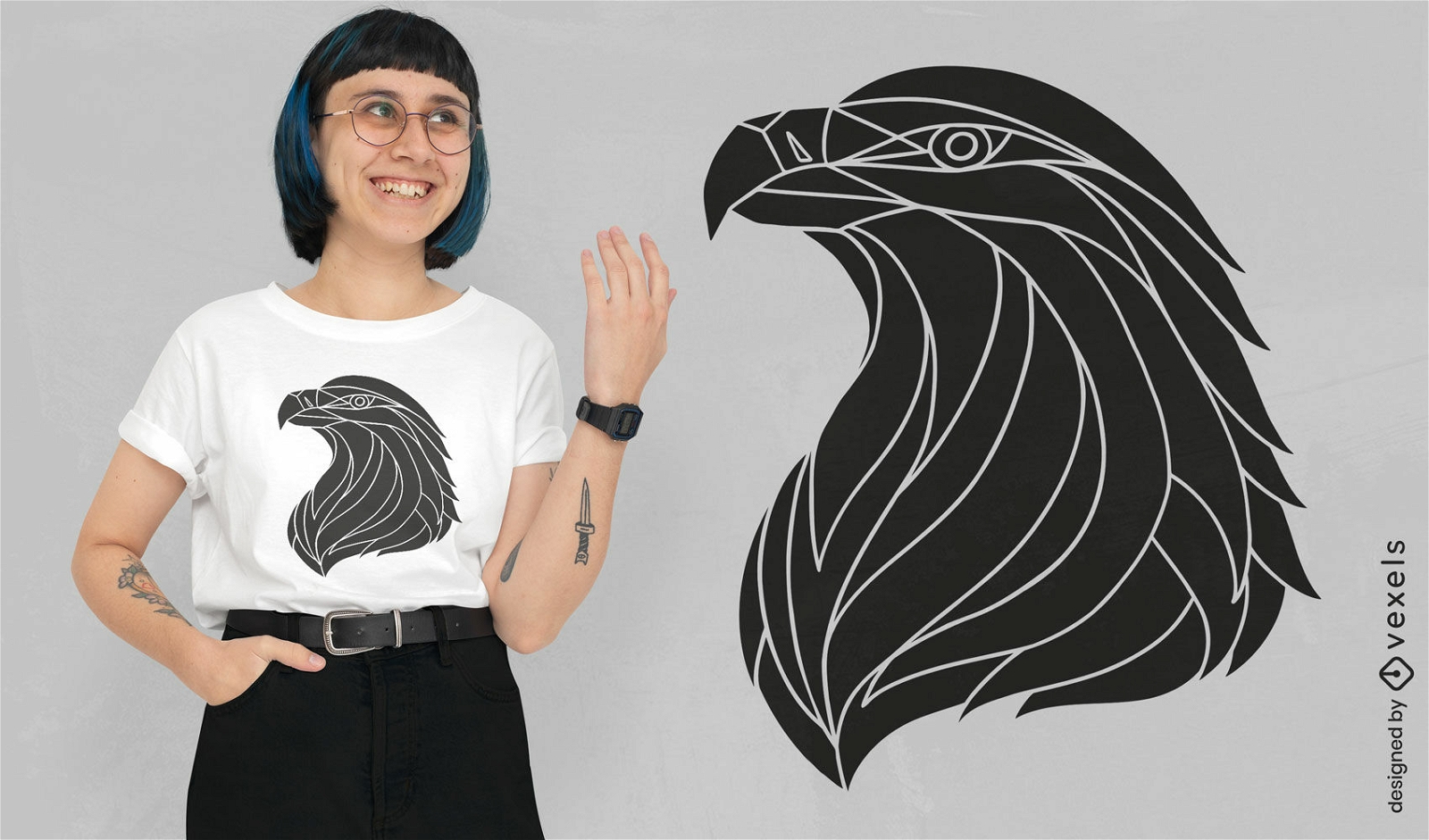 Diseño de camiseta de águila recortada