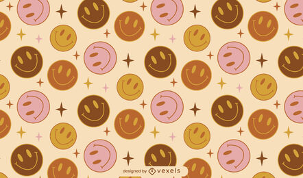 Design de padrão retrô emoji de rostos sorridentes