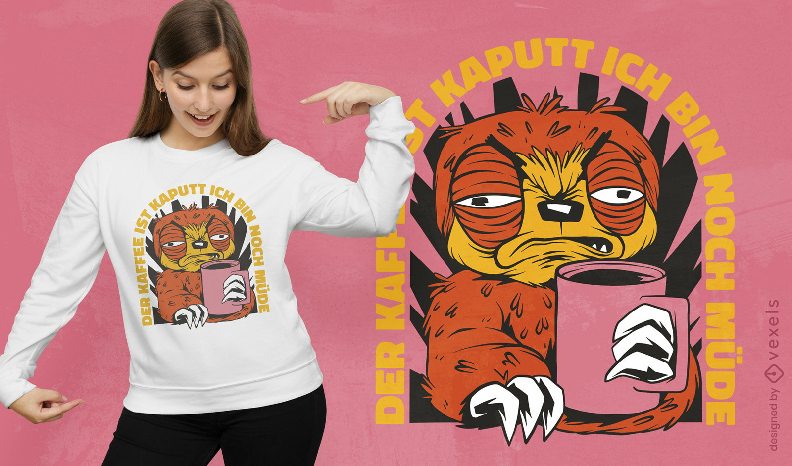 Grumpy sloth coffee t-shirt design