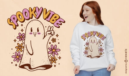 Spooky vibe cute ghost t-shirt design