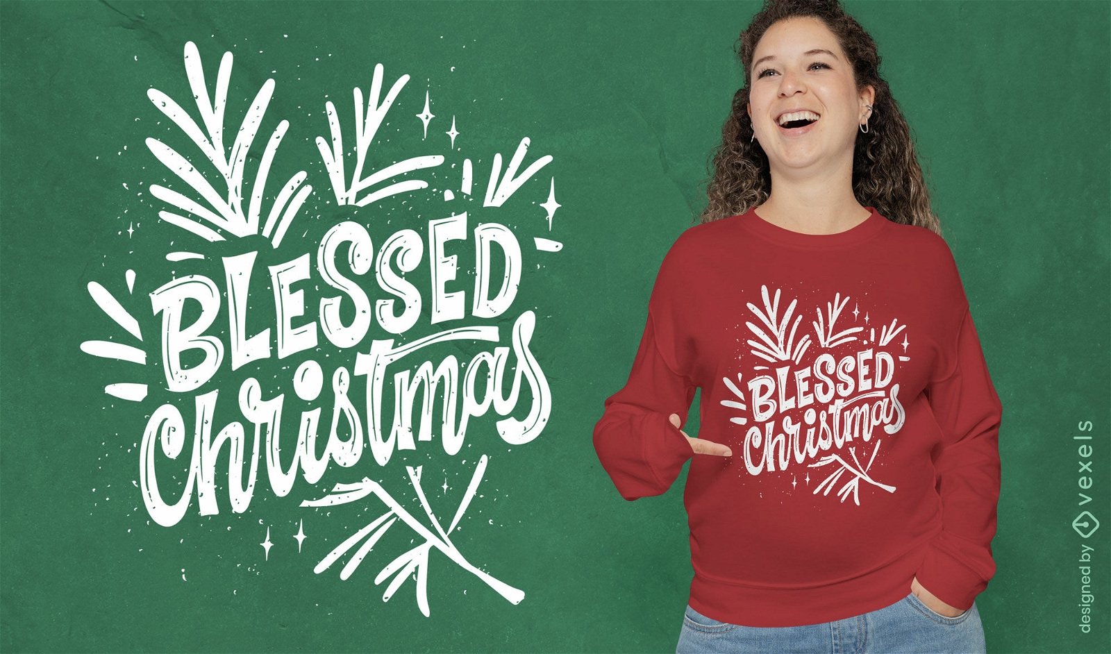 Blessed Christmas lettering t-shirt design