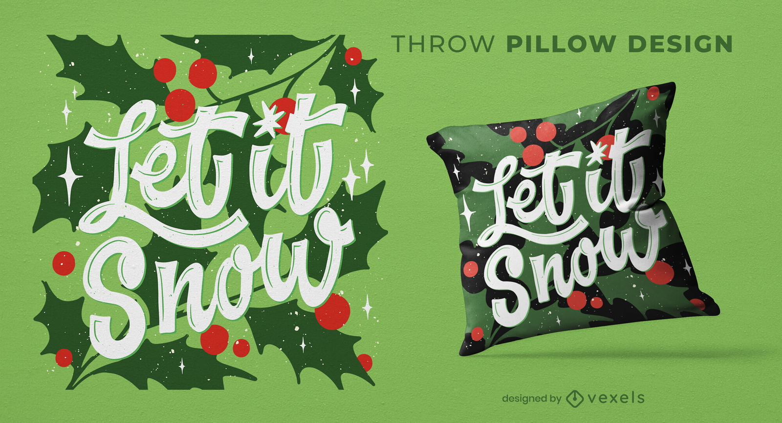 Diseño de almohada con letras navideñas "Let it snow"