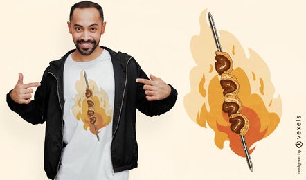 Tasty meat brochette food t-shirt design