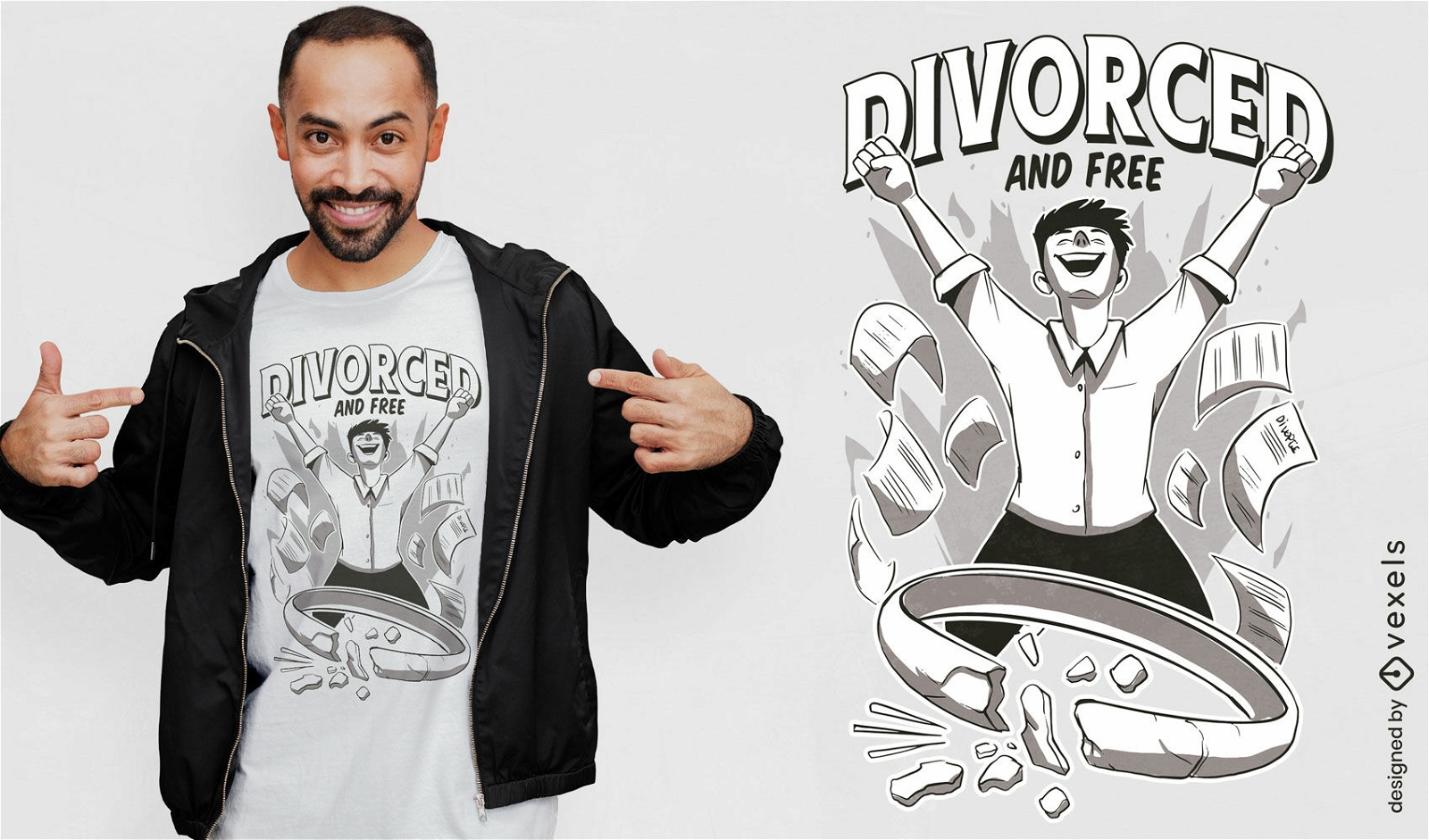 Design de camiseta de homem livre divorciado feliz