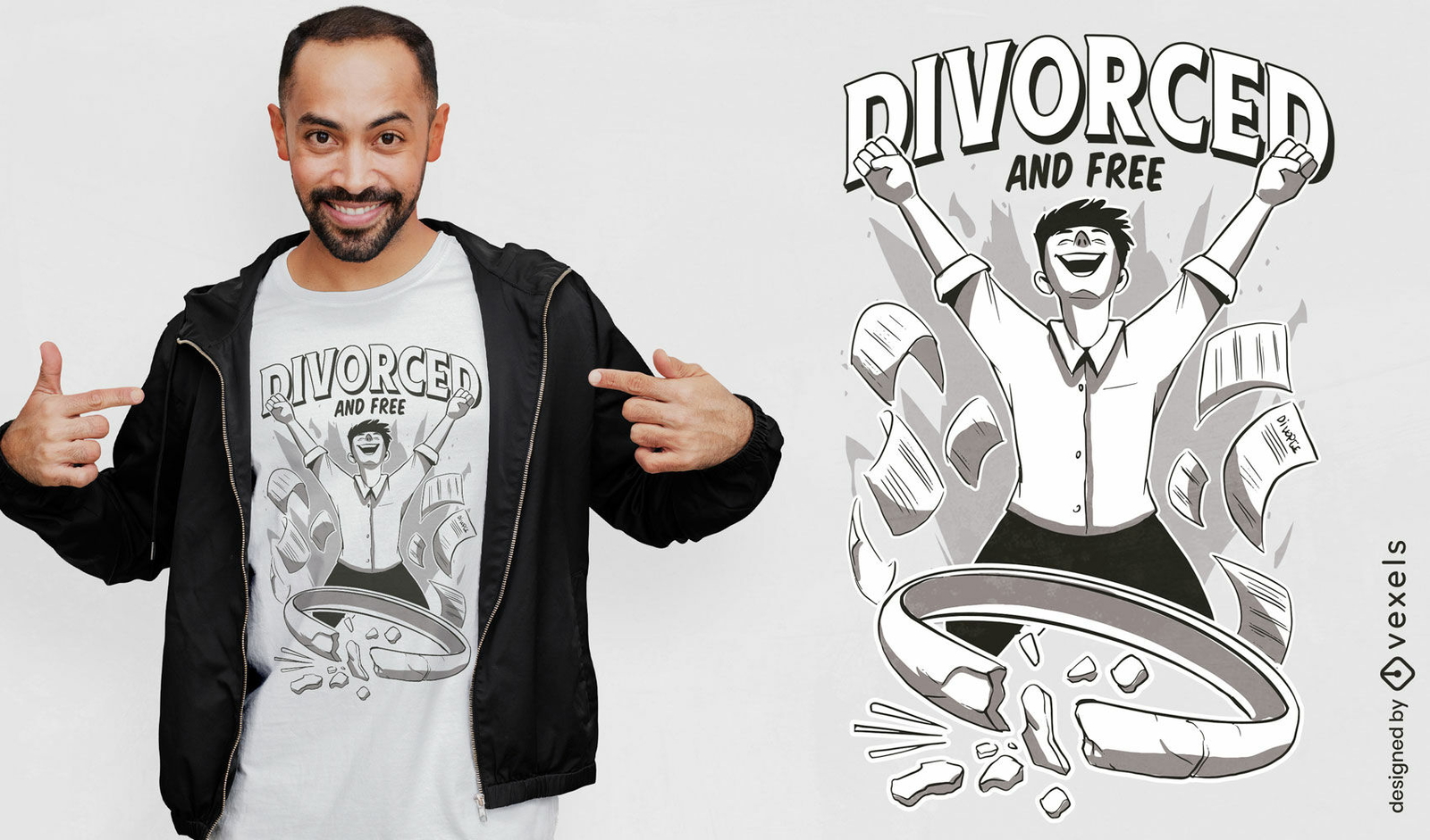 Diseño de camiseta de hombre libre divorciado feliz