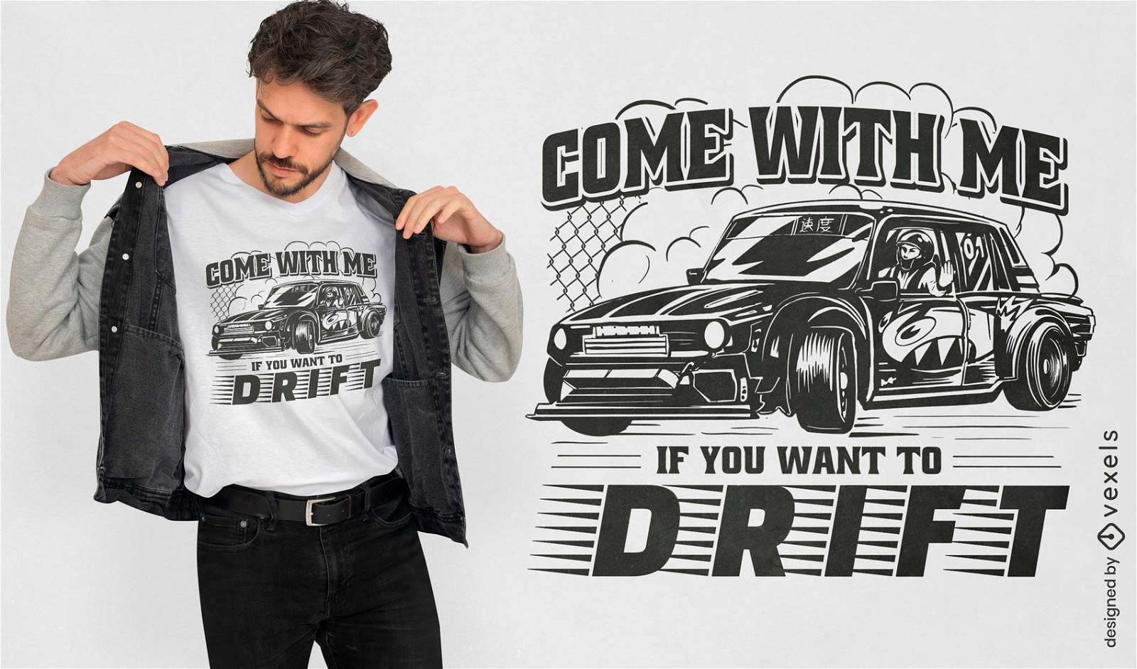 Design de camiseta de passatempo de veículo de carro de corrida
