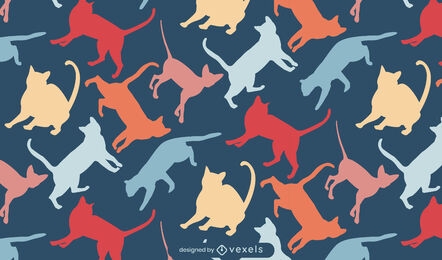 Cat animals silhouette pattern design