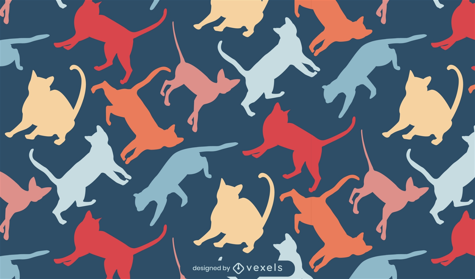 Diseño de patrón de silueta de animales de gato