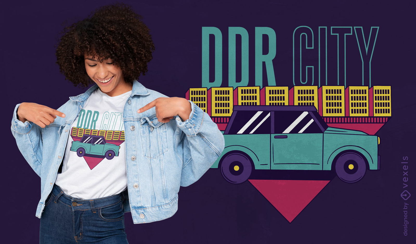 Carro dirigindo atrav?s do design de camiseta da cidade