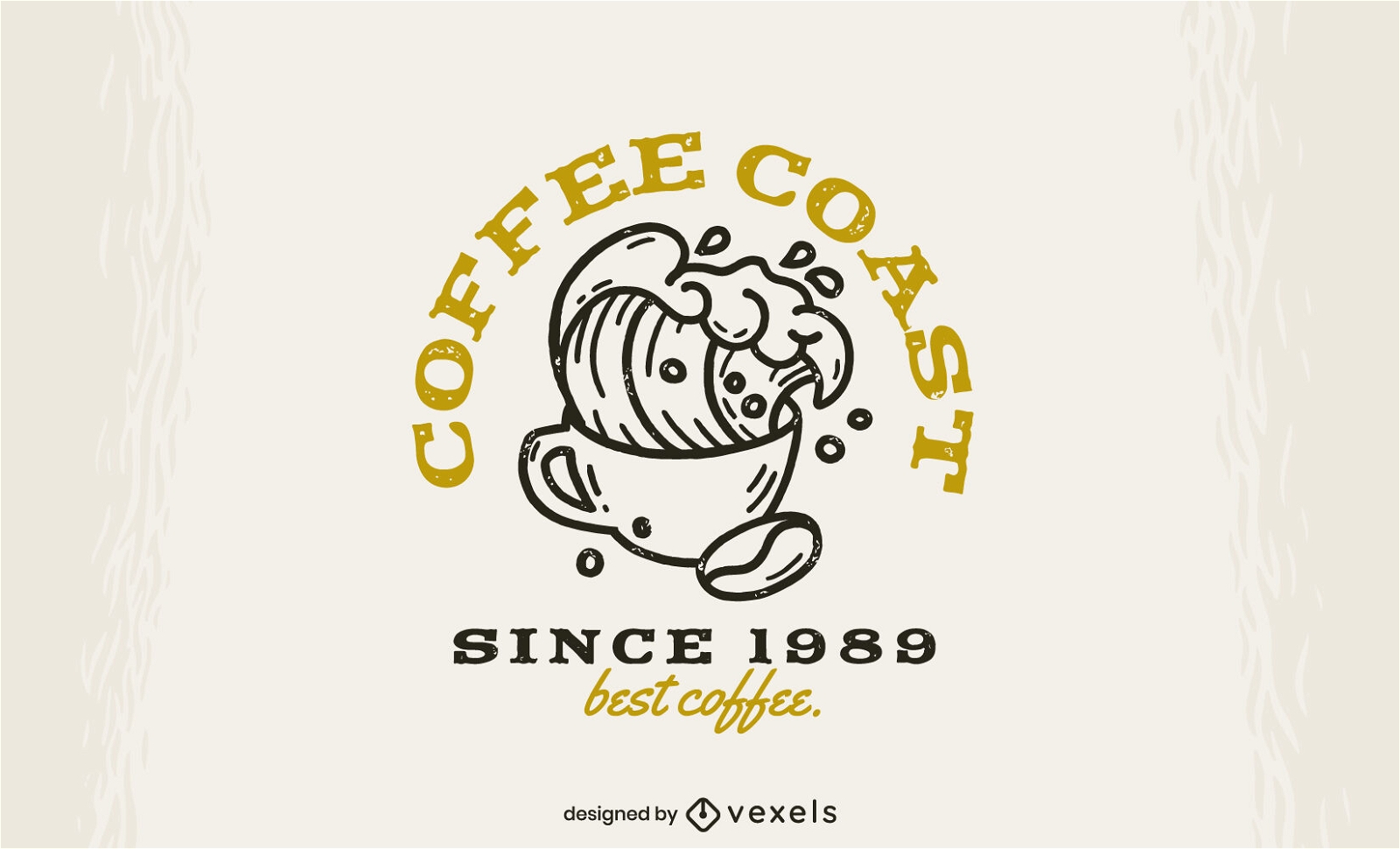 Design de logotipo de praia da costa do café