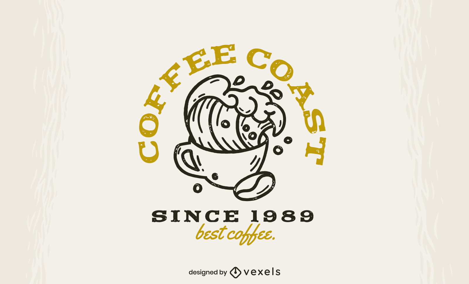 Design de logotipo de praia da costa do café