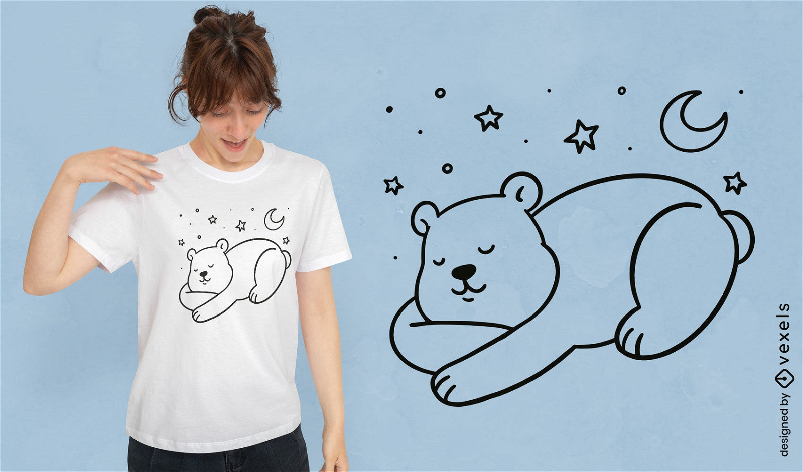 Design de camiseta de dormir de animal de urso fofo