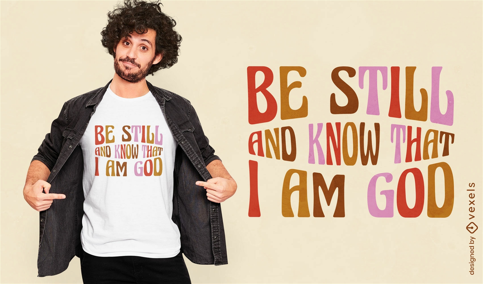 T-Shirt-Design mit religiösem Zitat des christlichen Gottes