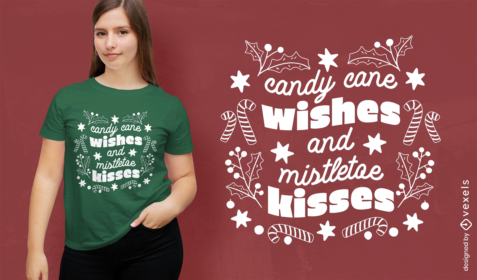 Candy Cane und Mistel Zitat T-Shirt-Design