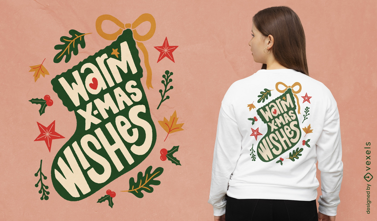 Design de camiseta com citação de meia de natal