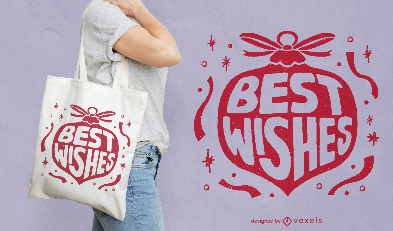 Best wishes Christmas decoration tote bag design