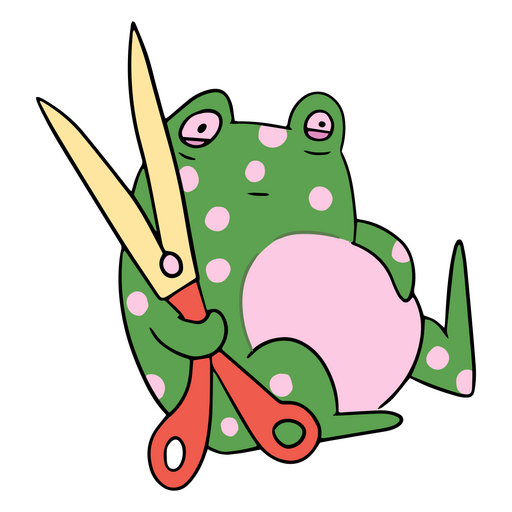 Cute deadly frog with scissors PNG Design
