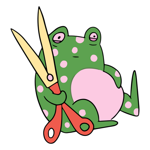 Süßer tödlicher Frosch mit Schere PNG-Design