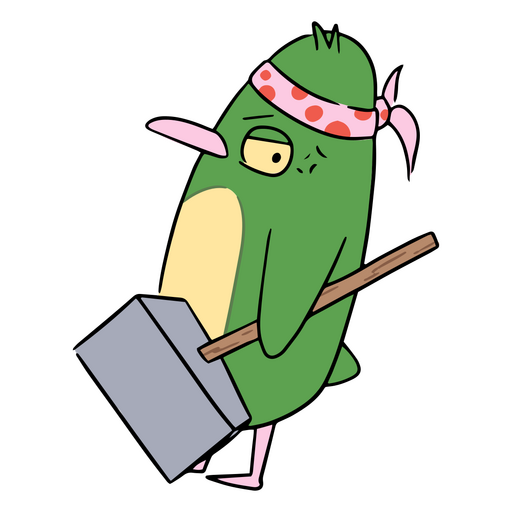 Cute deadly parrot with a hammer PNG Design