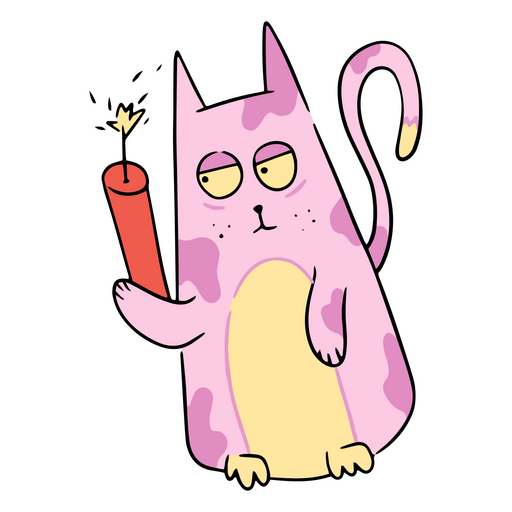 Gato mortal bonito com dinamite Desenho PNG