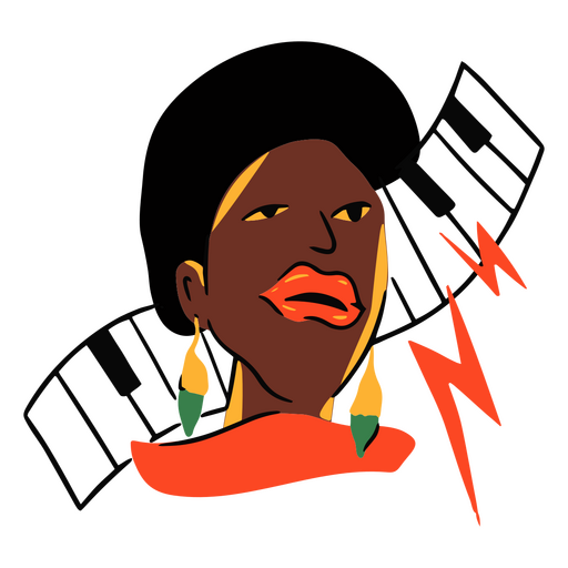 Elegant woman in a Black History Month badge PNG Design