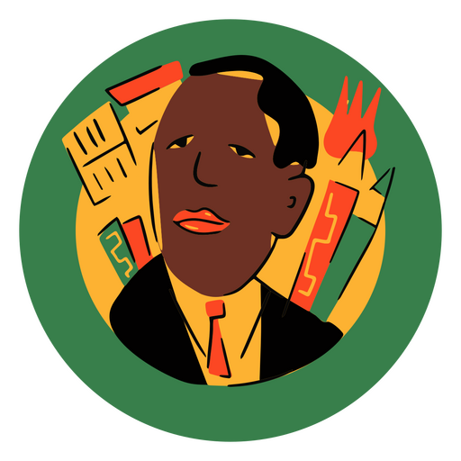 Elegant man in a Black History Month badge PNG Design