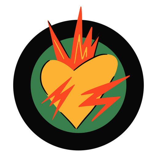 Corazón amarillo en una insignia del Mes de la Historia Negra Diseño PNG