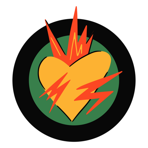 Yellow heart in a Black History Month badge PNG Design