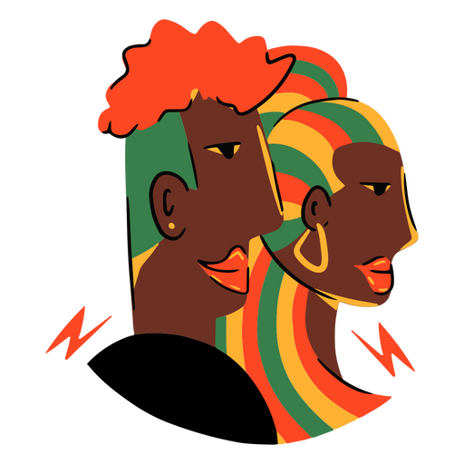 Hombre y mujer en una insignia del Mes de la Historia Negra Diseño PNG