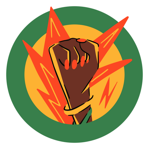 Hand up in a Black History Month badge PNG Design