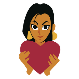 mujer joven, tenencia, un, forma corazón, tarjeta Diseño PNG