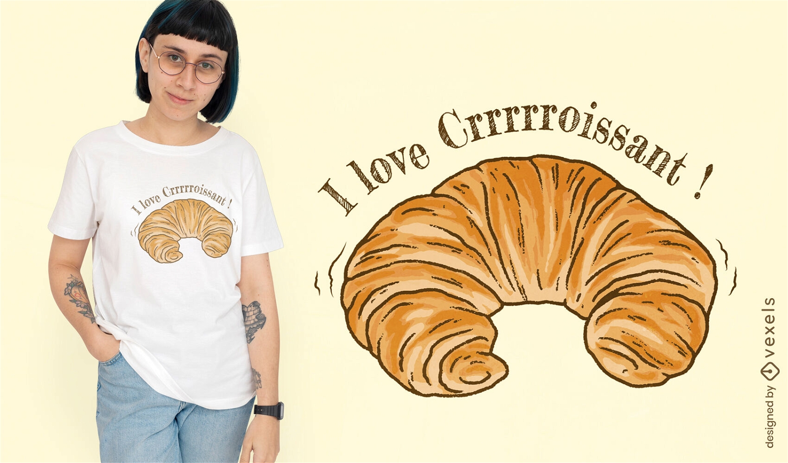 Design de camiseta de comida de biscoito de croissant